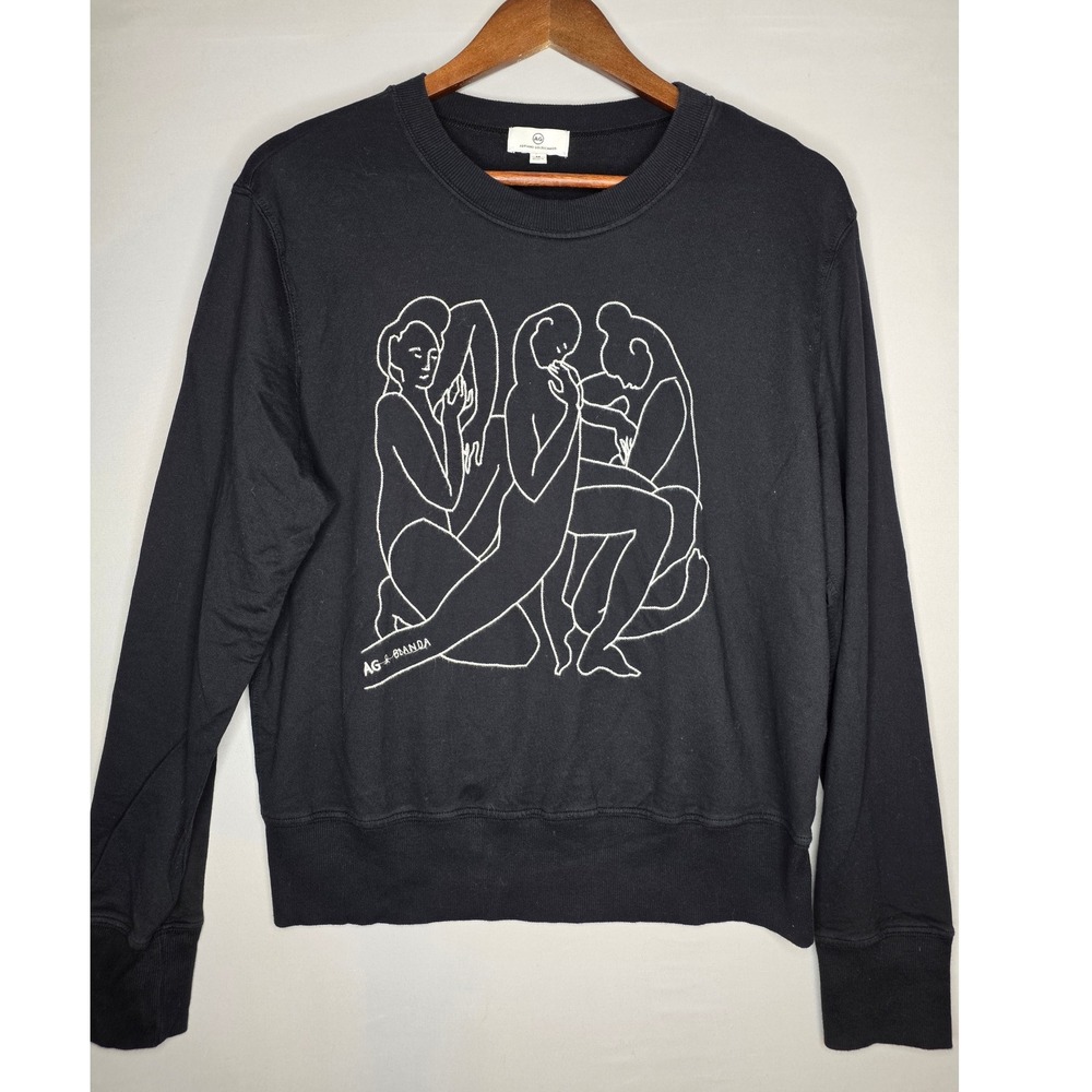 AG Adriano Goldschmid black sweatshirt Medium long sleeve‎ Embroidered Details